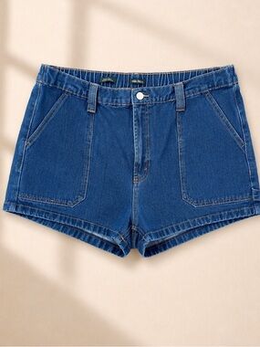 Plus Size High Rise Patch Pocket Denim Shorts | Summer Coastal Cowgirl Chic | 16